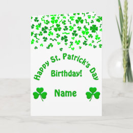 St Patrick's Day Birthday Shamrocks Personalized Kort