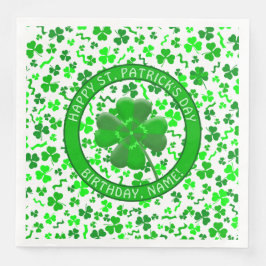 St Patrick's Day Birthday Shamrocks Personalized Pappersservett