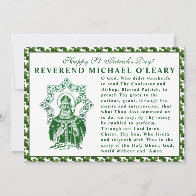 St. Patricks Day Bishop Shamrocks Prayer Kort (Framsida)