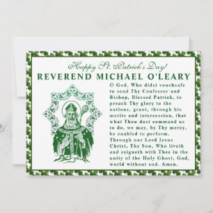 St. Patricks Day Bishop Shamrocks Prayer Kort