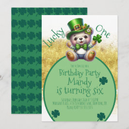St.Patrick's Day Björn Söt Guld Födelsedag Lucky O Inbjudningar