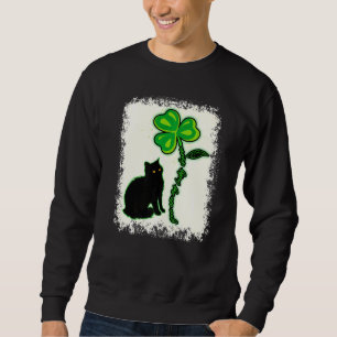 St patricks day Black Cat My Lucky Charm Bleached Lång Ärmad Tröja