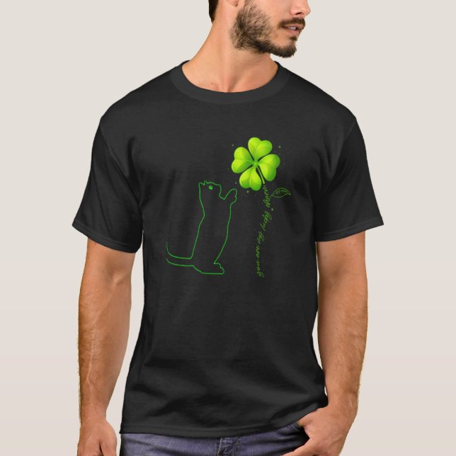 St Patricks Day Black Cat My Lucky Charm Shamrock  T Shirt (Framsida)