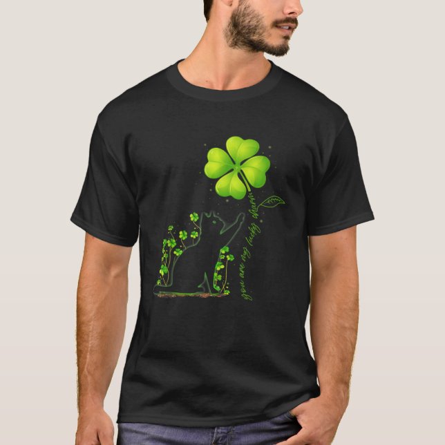 St Patricks Day Black Cat My Lucky Charm Shamrock T Shirt (Framsida)