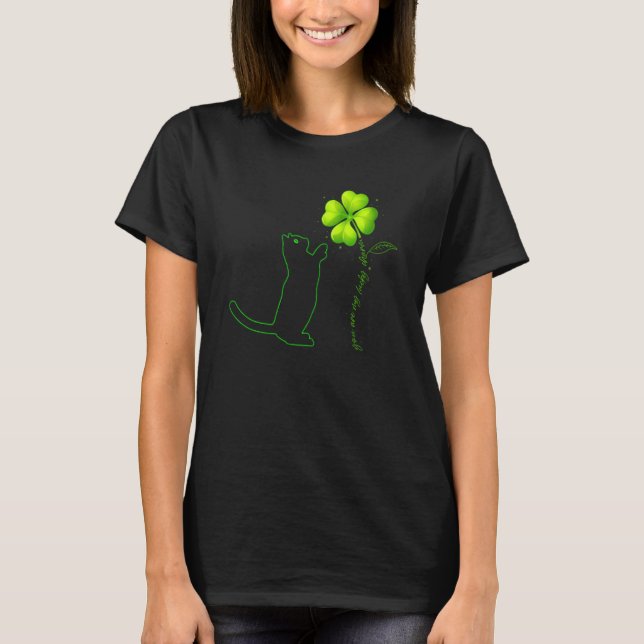 St Patricks Day Black Cat My Lucky Charm Shamrock  T Shirt (Framsida)