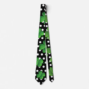 St patricks day Black Grönt Shamrock White Dots Slips