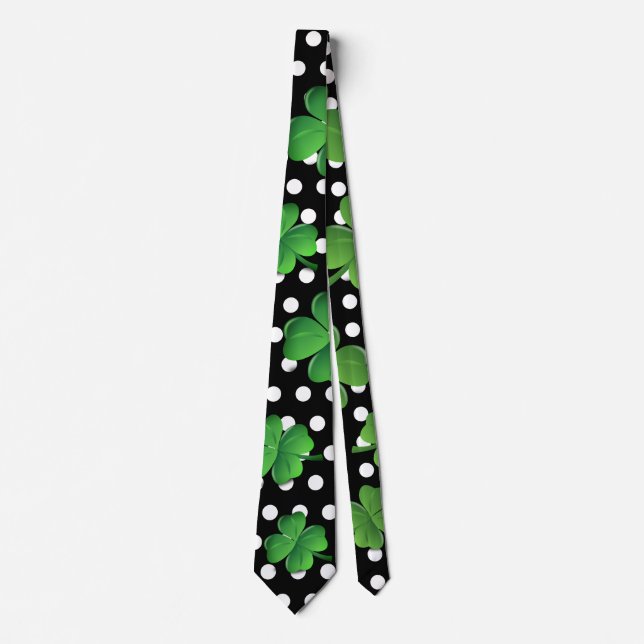 St patricks day Black Grönt Shamrock White Dots Slips (Framsida)
