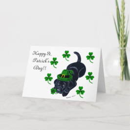 St. Patrick's Day Black Labrador Puppy Kort