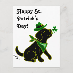 St. Patrick's Day Black Labrador Vykort