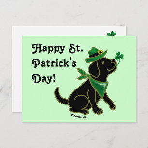 St. Patrick's Day Black Labrador Vykort