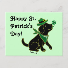 St. Patrick's Day Black Labrador Vykort
