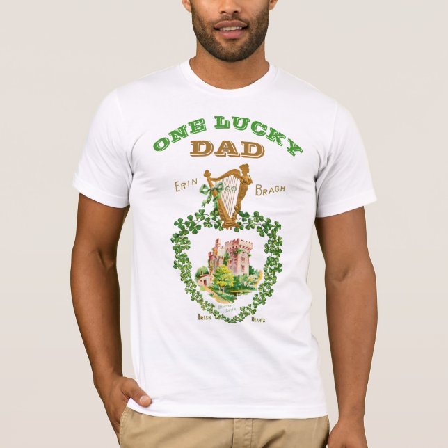 St patrick's day Blarney Castle Irish Lucky Pappa T Shirt (Framsida)
