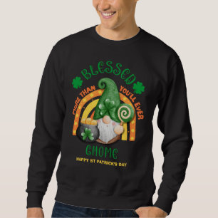 St patricks day BLESSED Grönt Irish Gnome Lång Ärmad Tröja