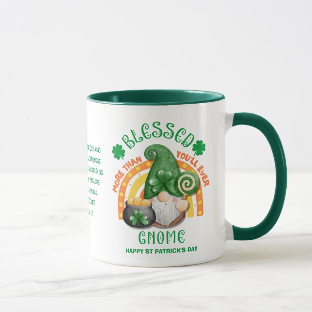 St patrick's day BLESSED Irish Gnome Christian Mugg (Höger)