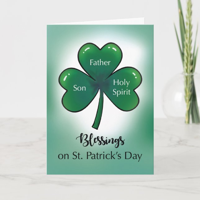 St. Patrick's Day Blessings med Shamrock-katolik Kort (Framsida)