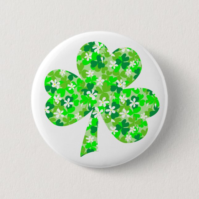 St patrick's day Blommigt Shamrock Knapp (Framsida)