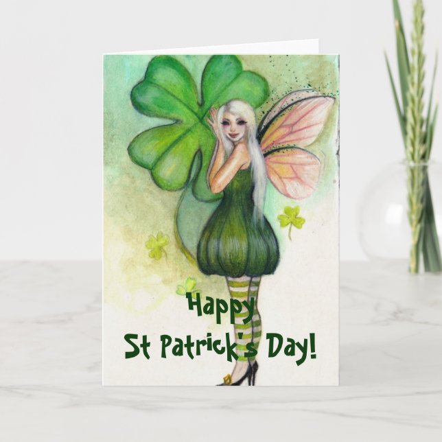St patrick's day Blonde Fairy Card Kort (Framsida)