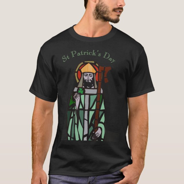 St Patricks Day Blyskt Glasfönsterdesign T Shirt (Framsida)