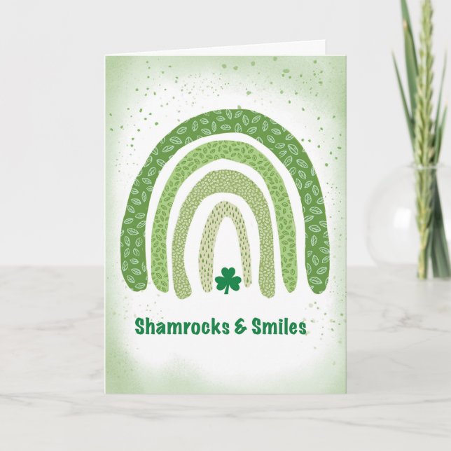 St patricks day Boho Grönt Rainbow Shamrocks Kort (Framsida)