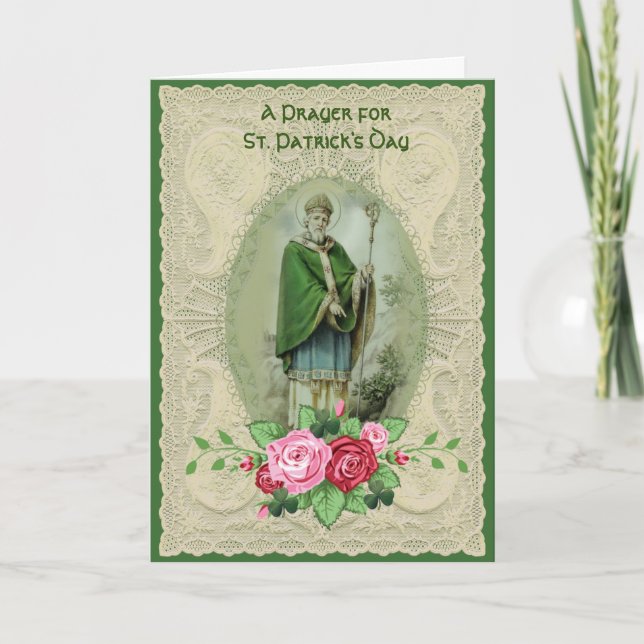 St. Patricks Day-bön Religiösa Shamrocks Helgkort (Framsida)