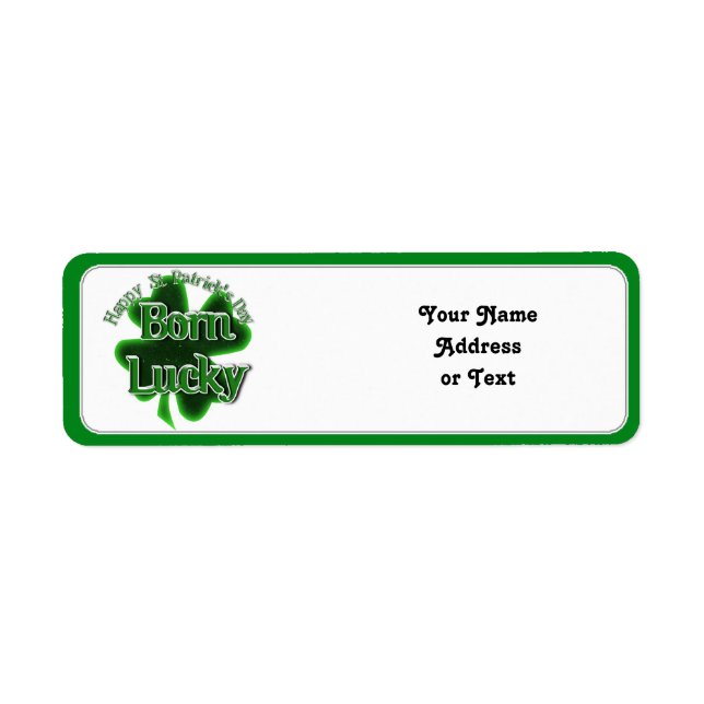 St. Patrick's Day Born Lucky Returadress Etikett (Framsidan)