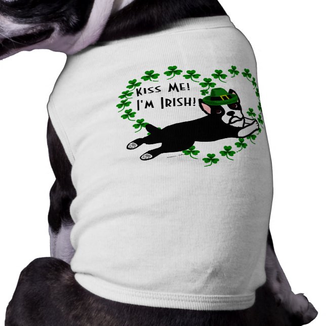 St. Patrick's Day Boston Terrier 2 Hundtröja (Baksidan)