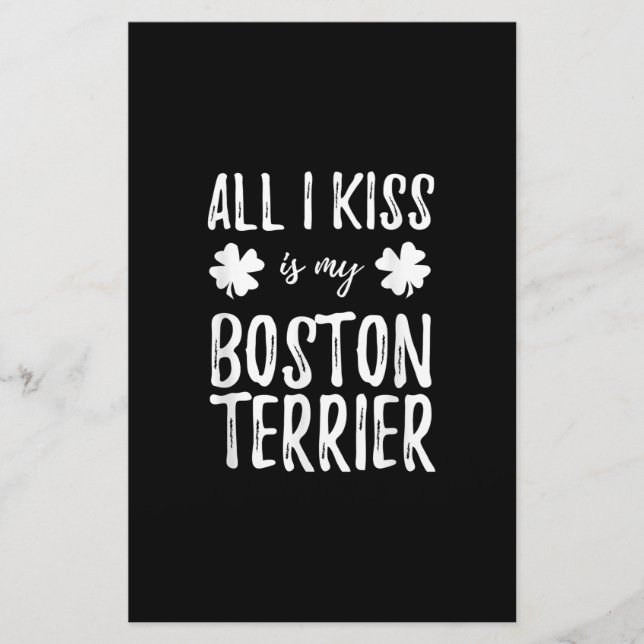 St Patricks Day Boston Terrier Dog Mamma Funny Iri Brevpapper (Framsida)