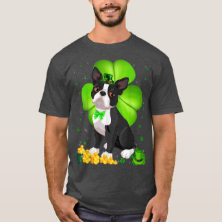 St patrick's day Boston Terrier Shamrock Djurälska T Shirt