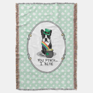 St. Patrick's Day Boston Terrier (svart) Cute Hund Filt