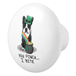 St. Patrick's Day Boston Terrier (svart) Cute Hund Knopp