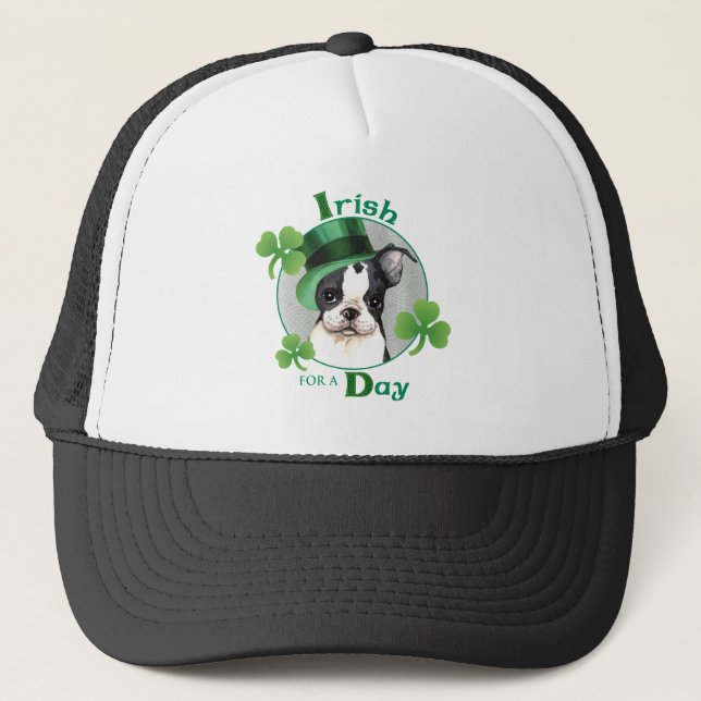 St. Patrick's Day Boston Terrier Truckerkeps (Framsida)