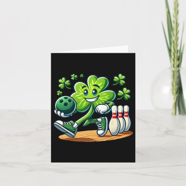 St patrick's day Bowling Boys Girls Cute Shamrock Kort (Framsida)