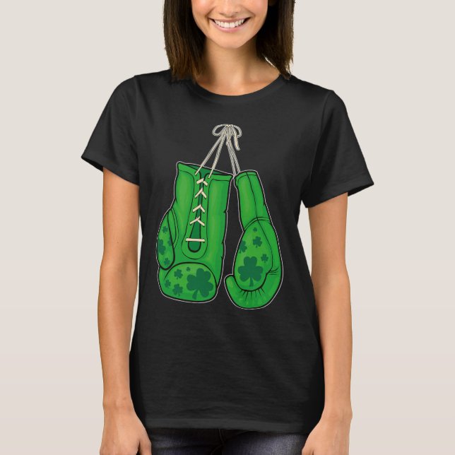 St patricks day Boxing Glove Grönt Lucky Shamrock T Shirt (Framsida)