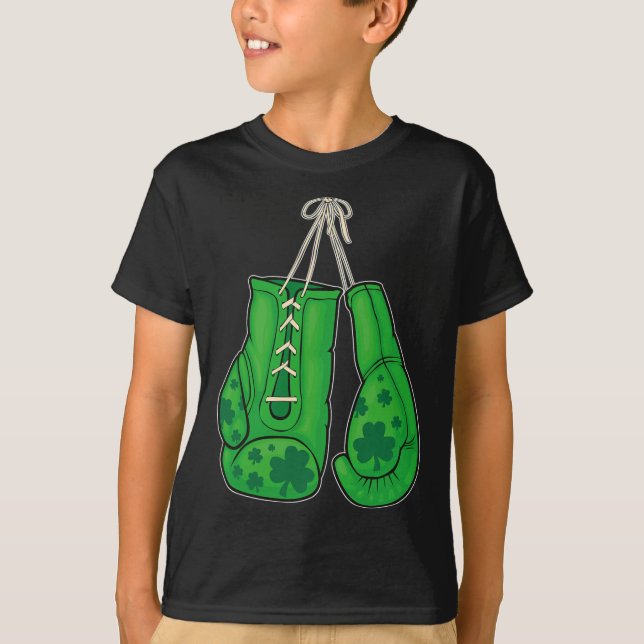 St patricks day Boxing Glove Grönt Lucky Shamrock T Shirt (Framsida)