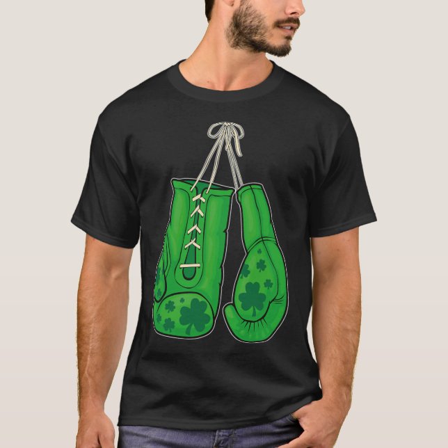 St patricks day Boxing Glove Grönt Lucky Shamrock T Shirt (Framsida)