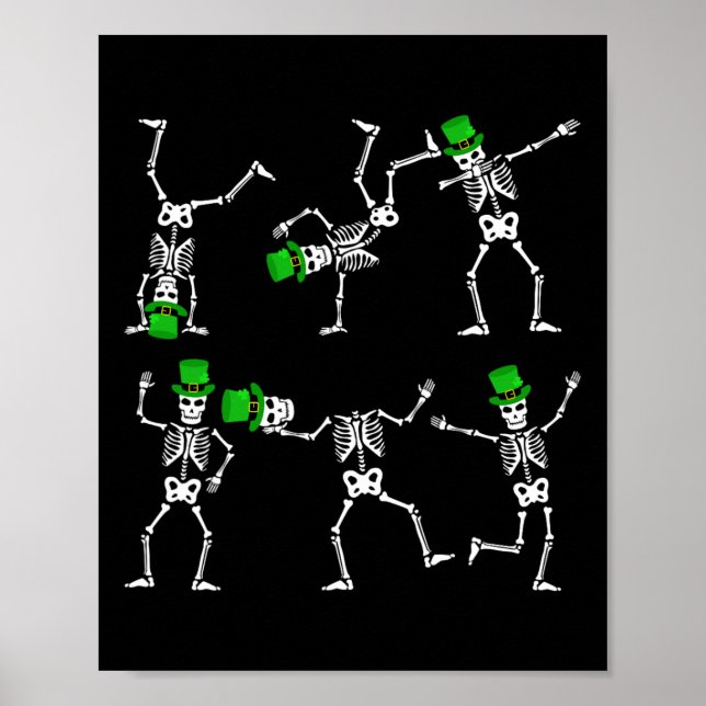 St patrick's day Boys Kids Dancing Skeleton Hat Le Poster (Framsidan)