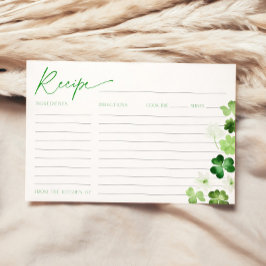 St. Patricks Day Bridal Shower Green Recipe Card Inbjudningar