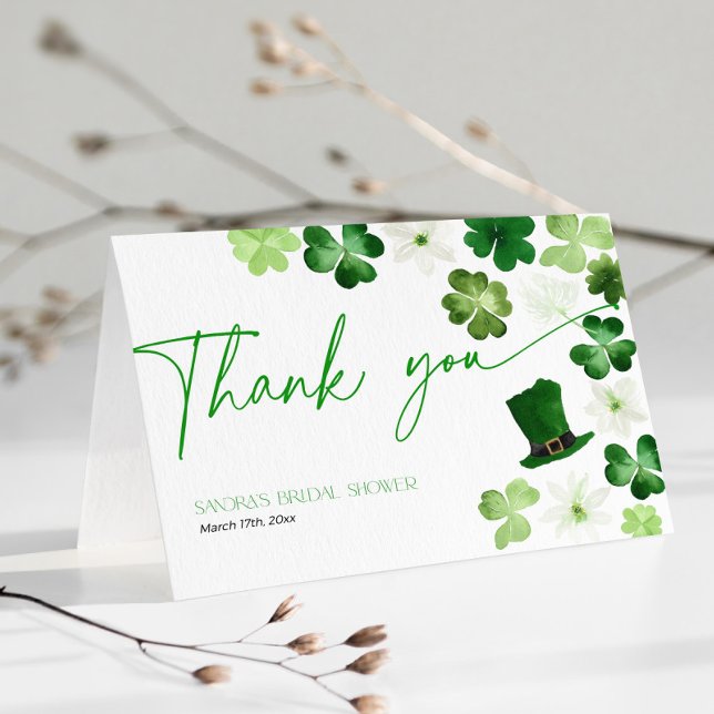 St. Patricks Day Bröllopsfest Förhands Tack Kort (Thank You Card for Bridal Shower)