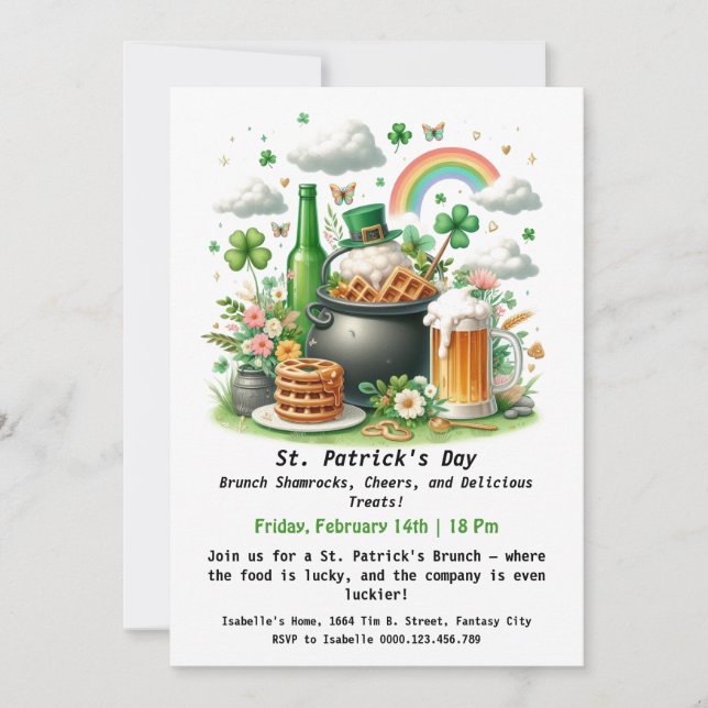 St. Patrick's Day Brunch – Shamrocks, Skål Inbjudningar (Framsida)
