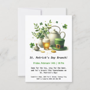 St. Patrick's Day Brunch – Te, Öl och irländsk Ch Inbjudningar