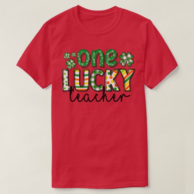 St patrick's day Buffalo Plade Teacher One Lucky T Shirt (Design framsida)