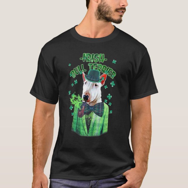 St patrick's day Bull Terrier Hund Shamrock C T Shirt (Framsida)