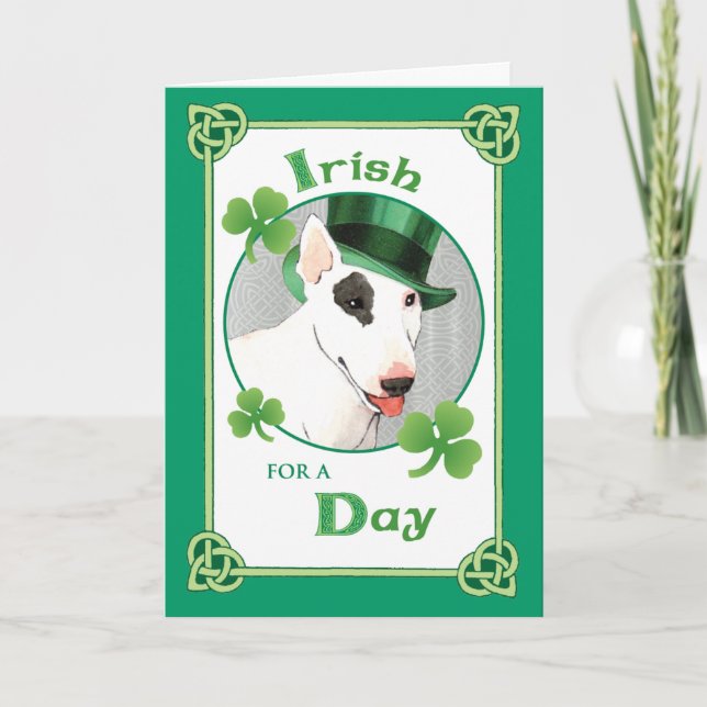 St. Patrick's Day Bull Terrier Kort (Framsida)