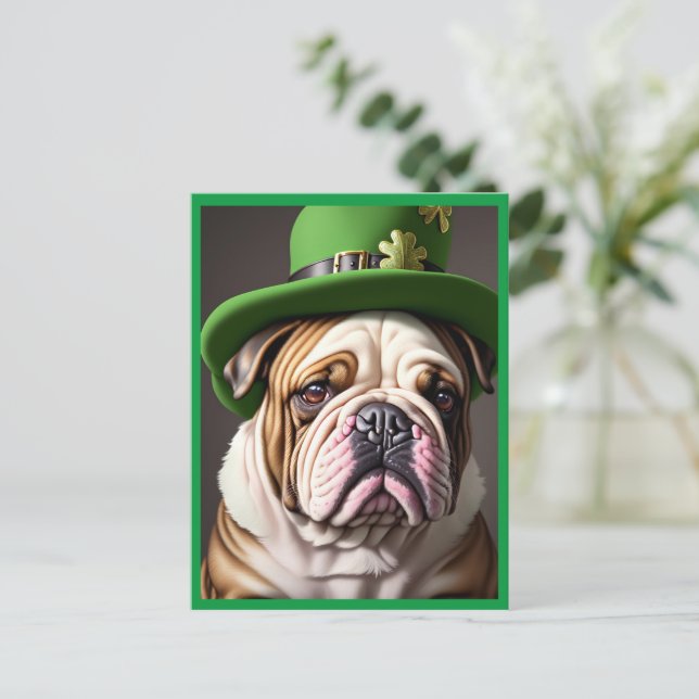 St. Patrick's Day Bulldog Helg Vykort (Stående Fram)