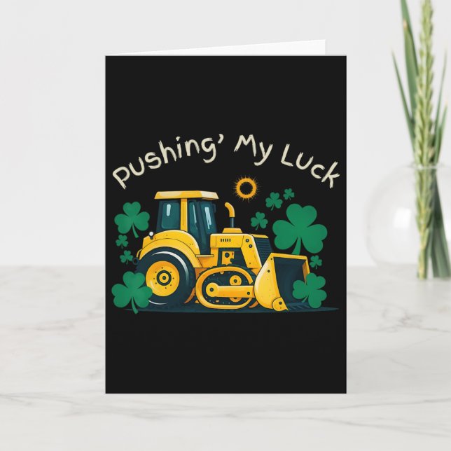 St. Patrick's Day Bulldozer Kul Konstruktion Barn  Kort (Framsida)