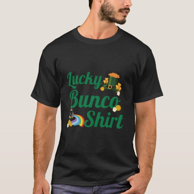 St Patricks Day Bunco Lucky Bunco Tärningar T Shirt (Framsida)