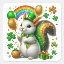 St. Patricks Day Bunny Fyrkantigt Klistermärke