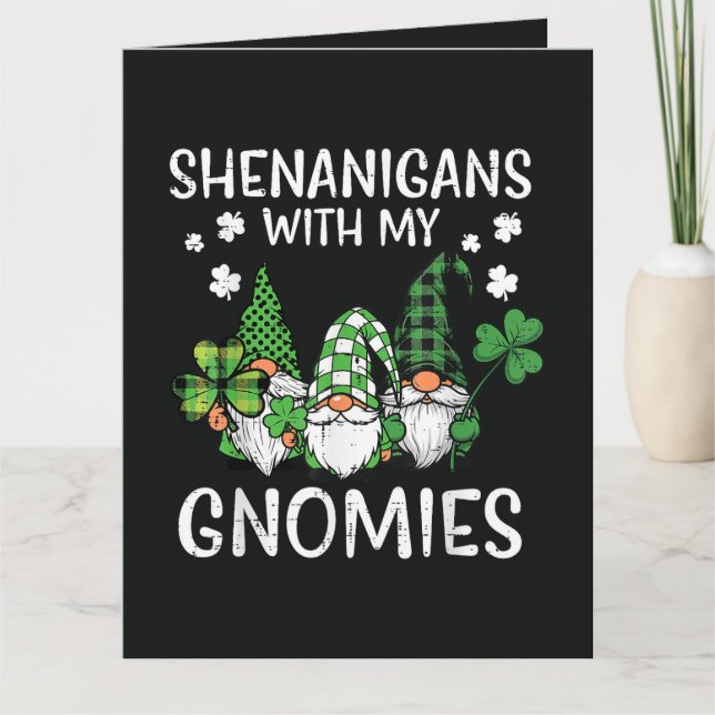 St Patricks Day bus mischief med Gnomies Gnome Tack Kort (Framsida)