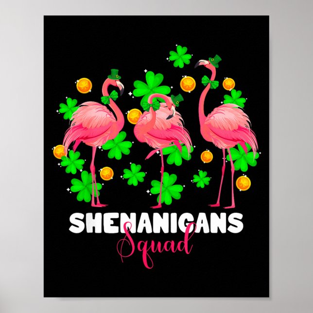 St patricks day busaraget irländsk flamingo poster (Framsidan)