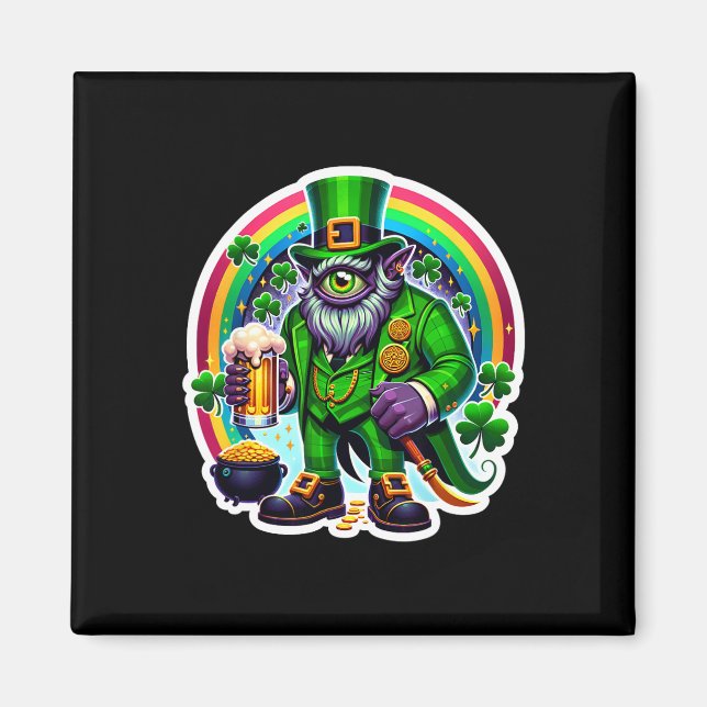 St Patricks Day Bylor Av Ond Öga Irländsk Demon Magnet (Framsidan)
